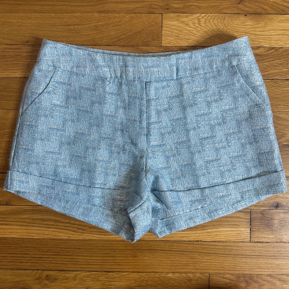 Romeo & Juliet Couture Blue and Silver Woven Tweed Shorts w/Pockets Small